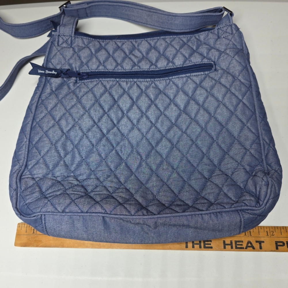 Vera Bradley Quilted Denim Crossbody Bag Blue Floral Lined Adjustable Strap - Picture 7 of 10
